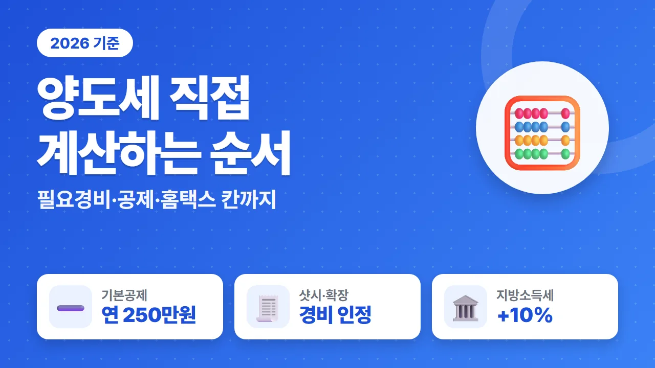 양도소득세 계산 방법 양도차익부터 지방소득세까지 아홉 단계와 필요경비 기준 요약
